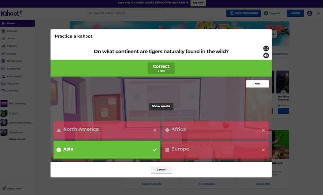 Kahoot quiz for gamified learning experiences