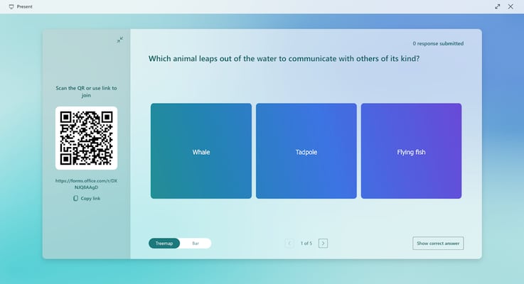 Using Microsoft Forms for live quizzing in PowerPoint