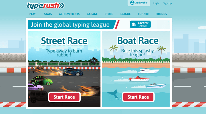 TypeRush - Invite your friends to 1 vs 1 race!